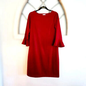 Talbots Merino Flounce Sleeve Knee Length Sweater Dress Size 4